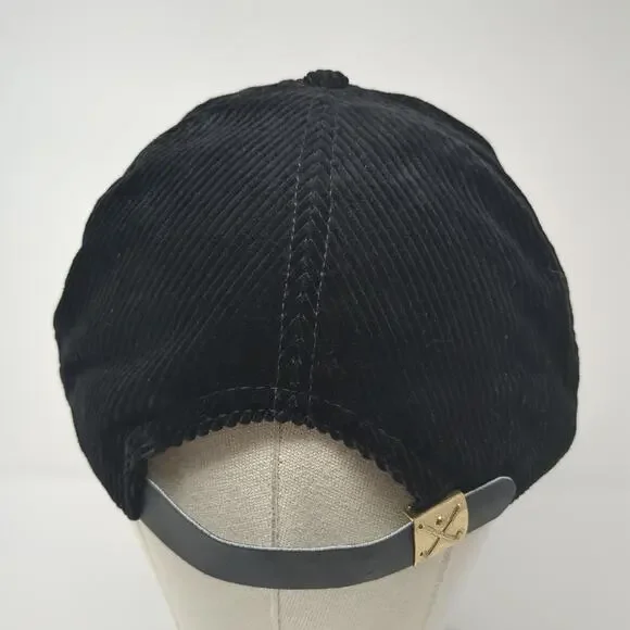 Coors Rodeo Slideback Hat Black One Size Solid Leather Strap Corduroy - Picture 5 of 8